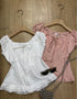 Casual Summer Lace Button Down Off-Shoulder Blouse